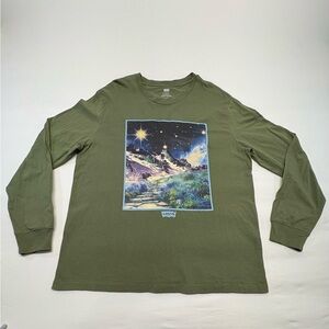 Levi’s Long Sleeve Graphic Tee - Olive Green Mountain Landscape - XL
